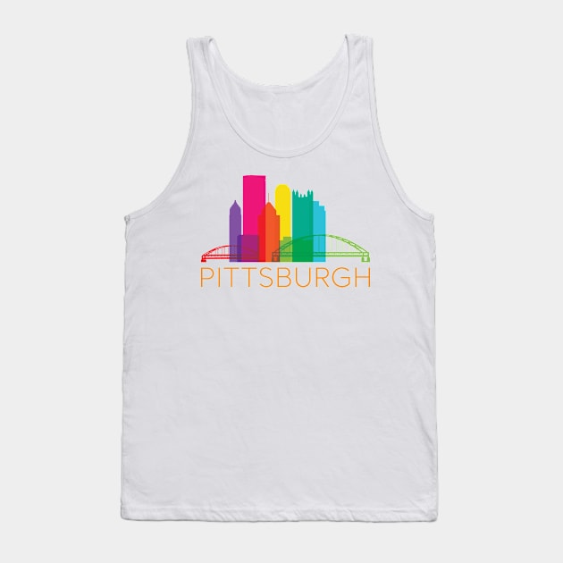 Pittsburgh Fun Rainbow Skyline Tank Top by polliadesign